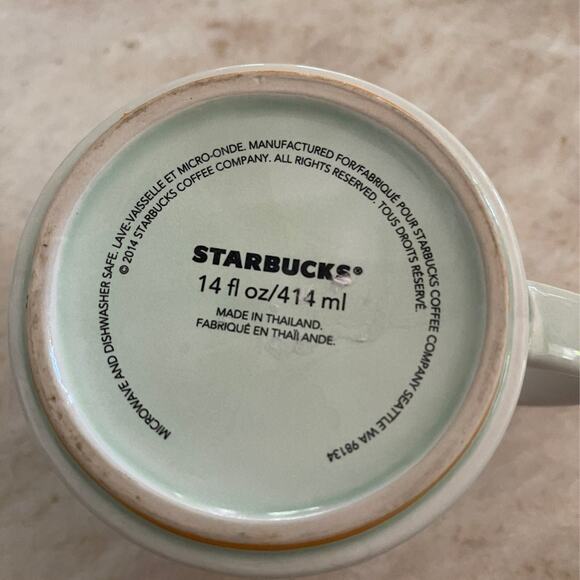 Starbucks 2014 coffee mug. Light teal/white - Picture 5 of 10